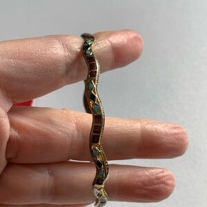 Silver Tone Inlaid Turquoise Gemstone Bracelet